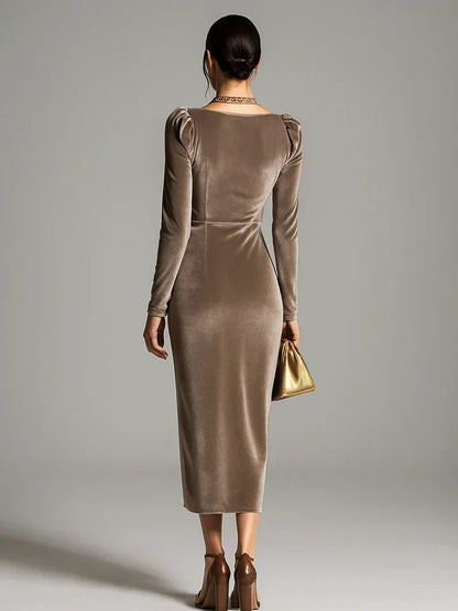 Joanna | Elegancka Midi Sukienka z Faldami