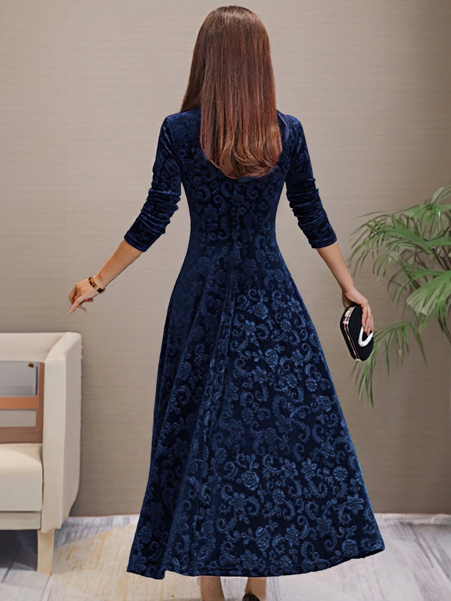 Justyna | Sukienka Elegancji z Aksamitnego Materiału na Święta