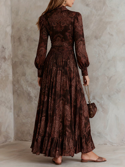 Izabela | Sukienka Maxi z Paisley i Zipperem