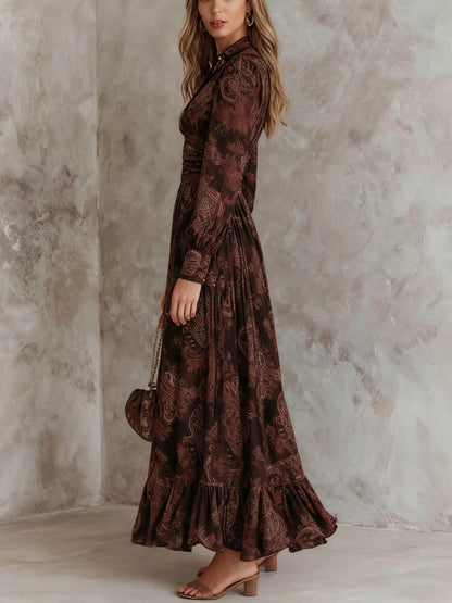Izabela | Sukienka Maxi z Paisley i Zipperem